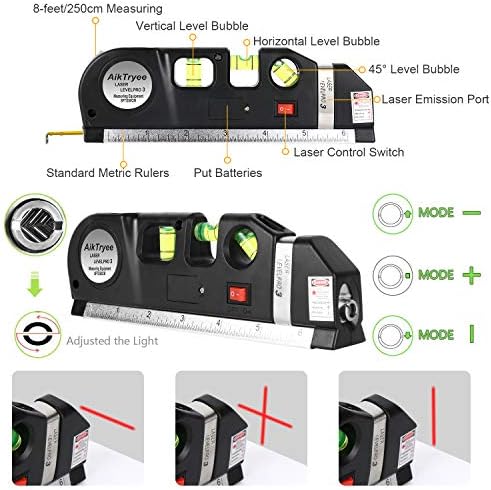 4 in 1 Fixit Laser Level (IMPORTED) Pro 3 4in1 Multi-Purpose Measuring Tool With 8 Feet Tape
